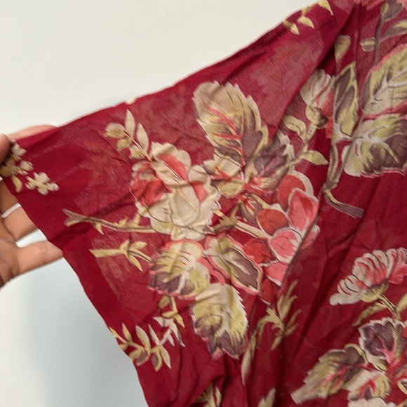 Avenue Sheer Floral Blouse button up Red size 22-24 women shirt sleeve NWT - Picture 4 of 11
